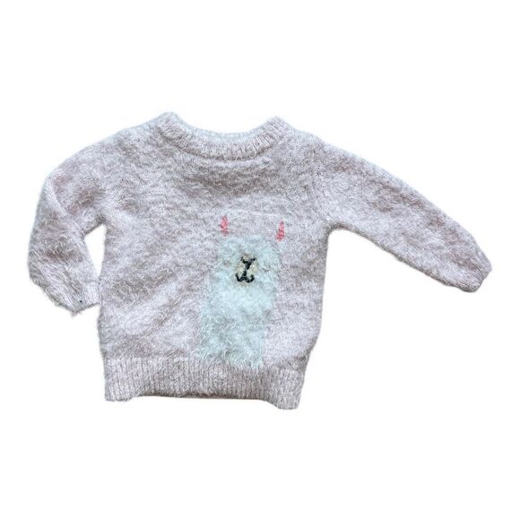 Baby Girls Cat & Jack Shag Llama Fuzzy Textured Sweater - Sz 18 mo - Picture 2 of 2
